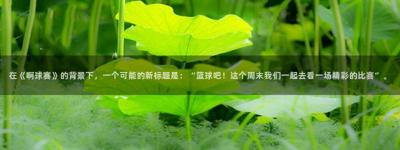 k1体育网页版：在《啊球赛》的背景下，一个可能的新标题是：“